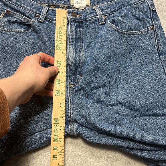 LL Bean Jeans Mens 32x31 Blue Classic Flannel Lined 100% Cotton (Tag 34x32) - Picture 4 of 10